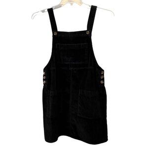 Wild Fable Jumper Overalls Dress XS Black Corduroy Mini Loose Pockets